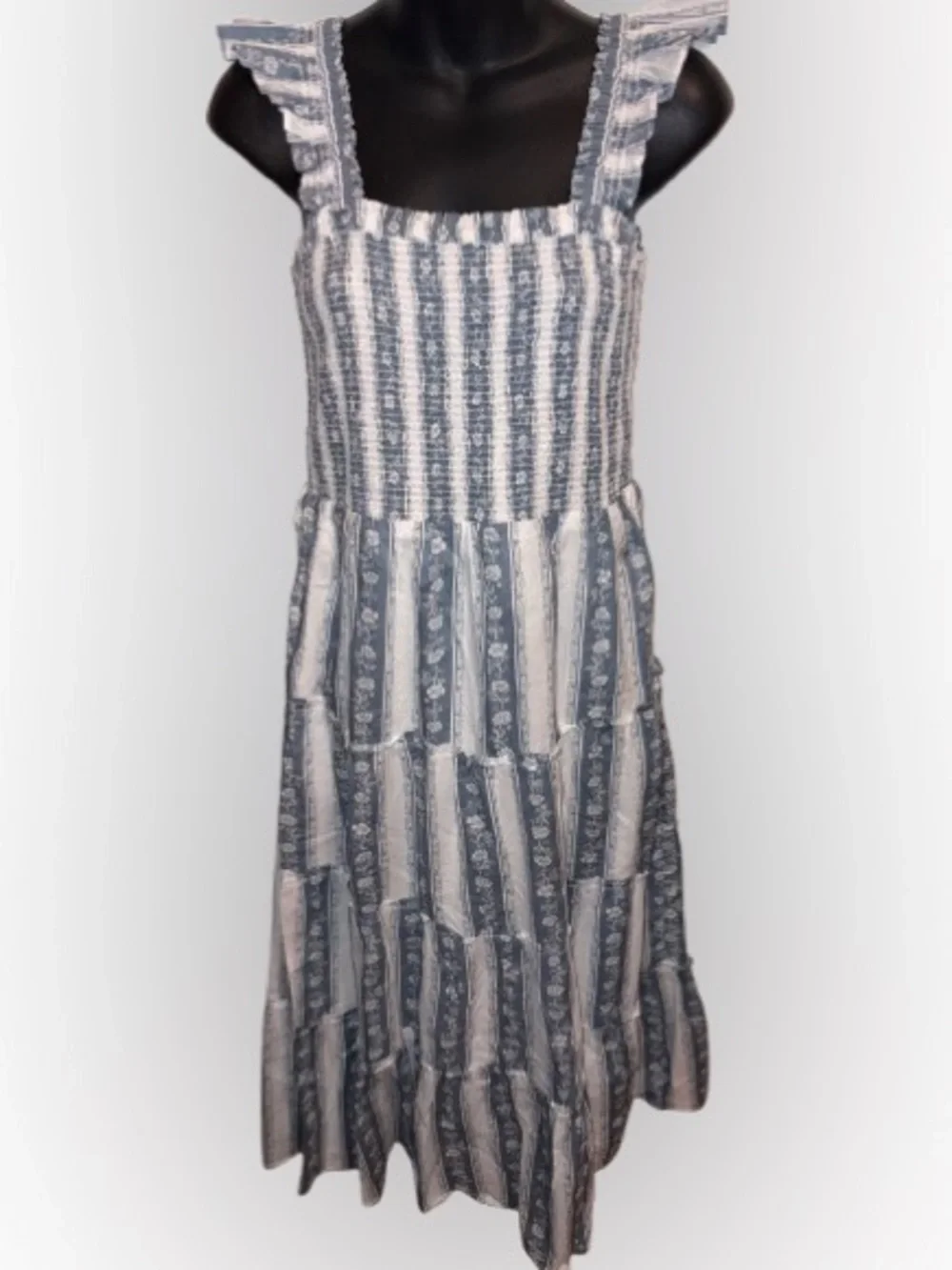 J. Crew white seaside printed smocked midi Dress size XS
